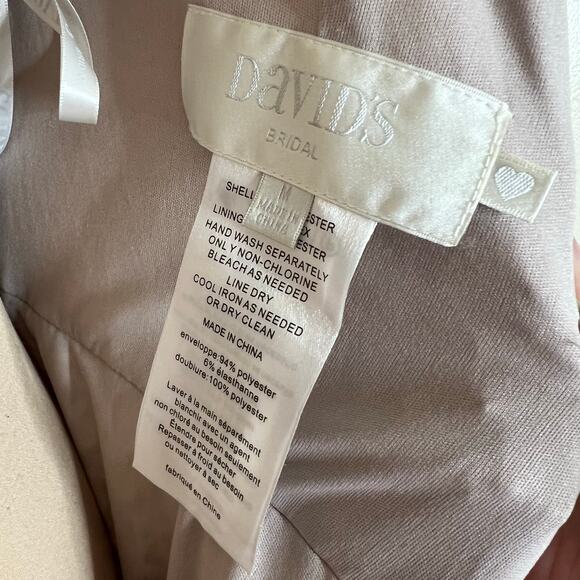 David's Bridal Gown Medium Womens Gold Sequin Long Formal Wedding Party Dress - Picture 7 of 10